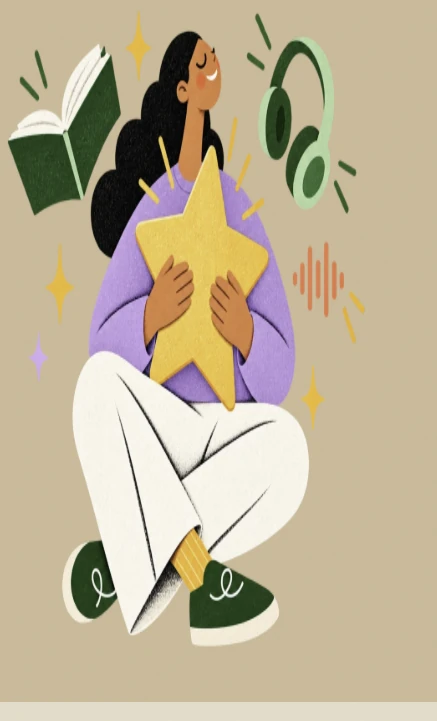 A happy Aura Pro member holding a gold star